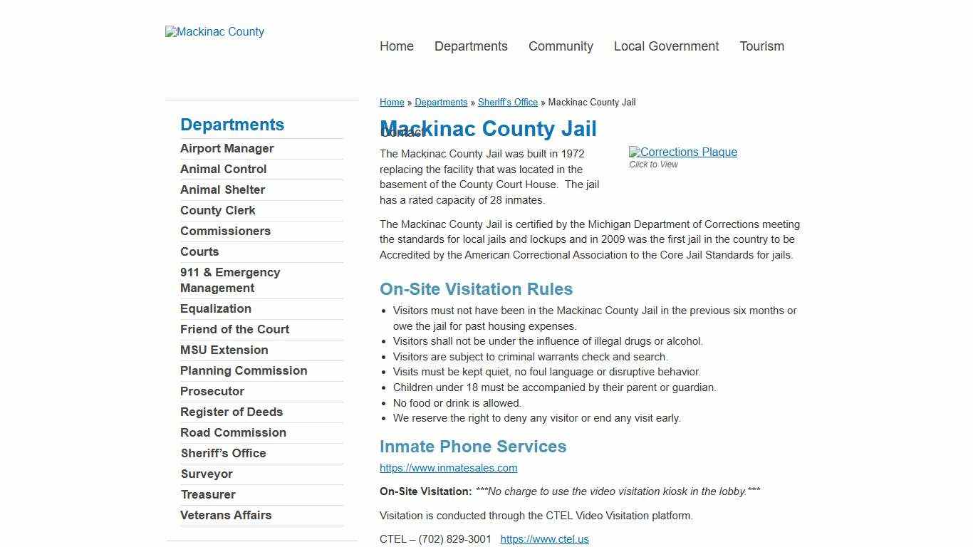 Mackinac County Jail Mackinac County